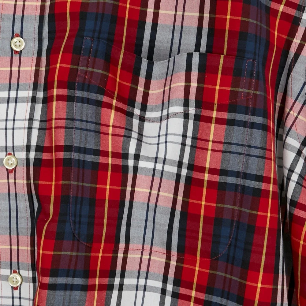 Jos. A. Bank Button Down Mens Large Red Plaid Traveler's Collection Cotton Shirt - Picture 7 of 12